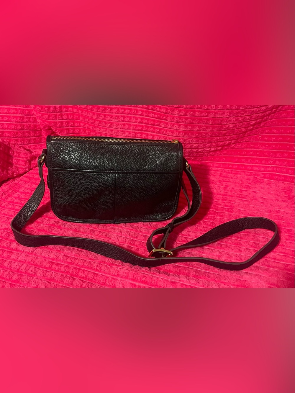 Aimee Kestenberg Talia Black Pebbled Leather Crossbody with Floral Chain Accent - Picture 2 of 4